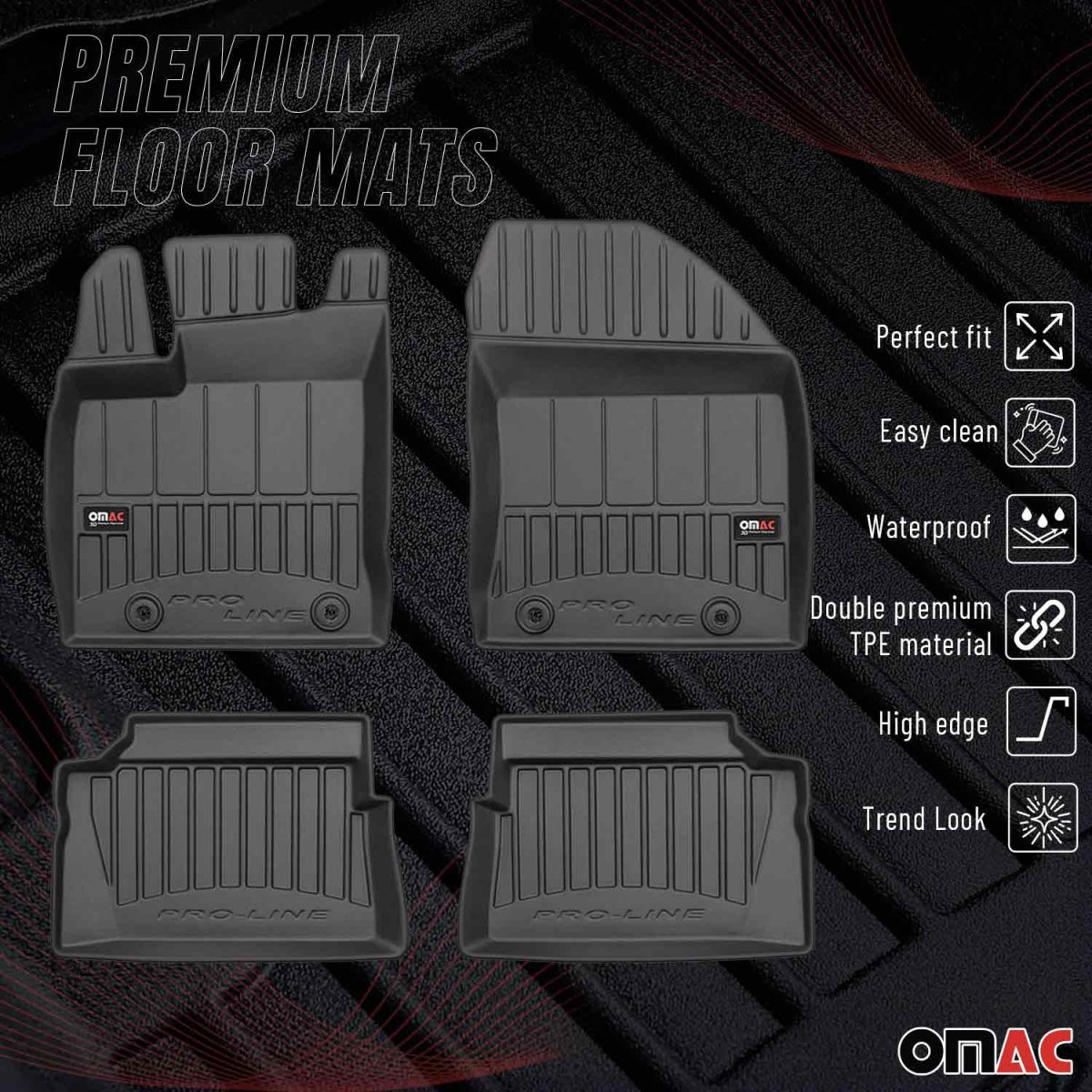 Lexus CT200H Floor Mat - Omac - Proline Premium TPE - Black - '11-'20
